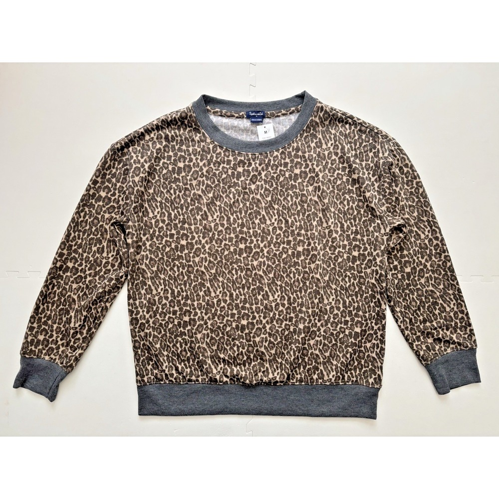 NWT SPLENDID Womens Animal Leopard Print Shirt Top Crew Sweatshirt - Size M